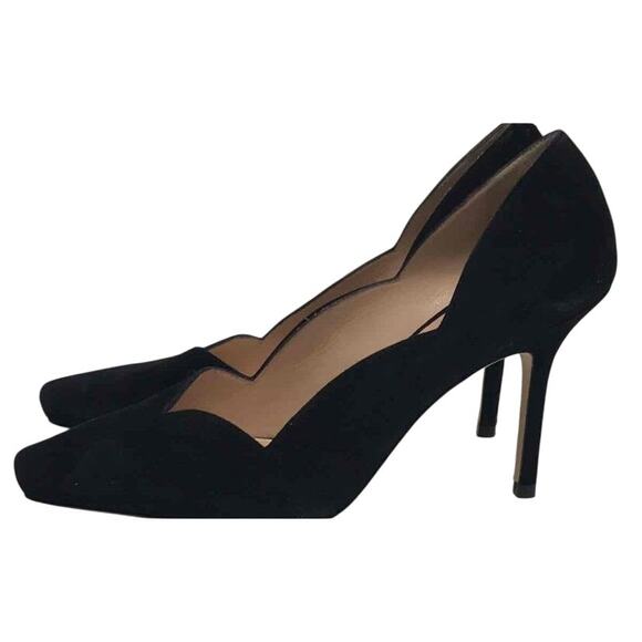 Stuart Weitzman suede scalloped pumps black size 7.5 - Picture 5 of 11